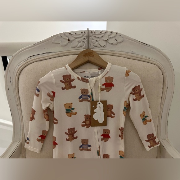 🧸 6~9 Mth Angel Dear Adorable Teddy Bear Print Baby Footie NWT - Picture 8 of 10